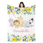 Personalized Forest Animal Name Blanket - Gift for Kids