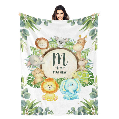 Personalized Cute Animal Party Name Blankets - Gifts for Kid