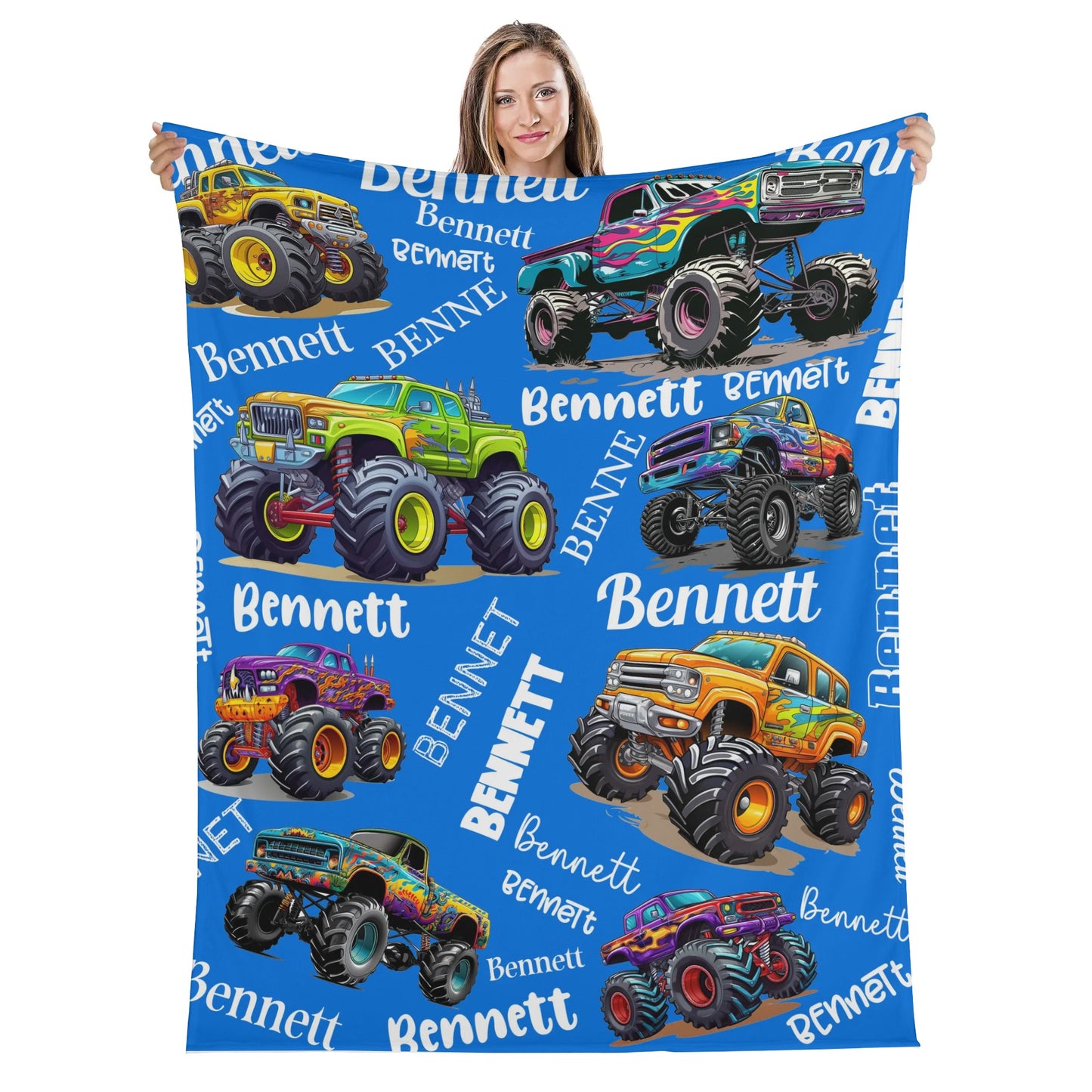 Personalized Monster Truck Blankets - Gifts for Kid