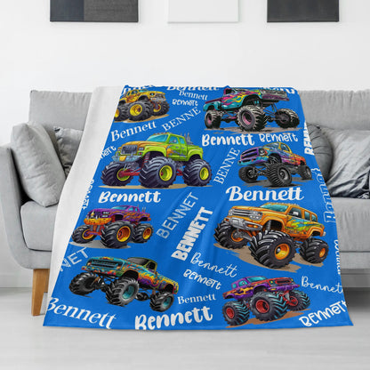 Personalized Monster Truck Blankets - Gifts for Kid