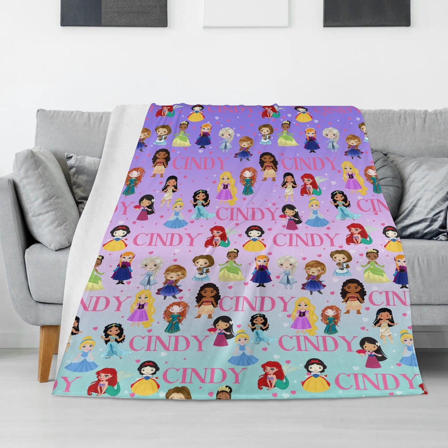 Personalized Princess Girl Name Blanket - Gift for Kids