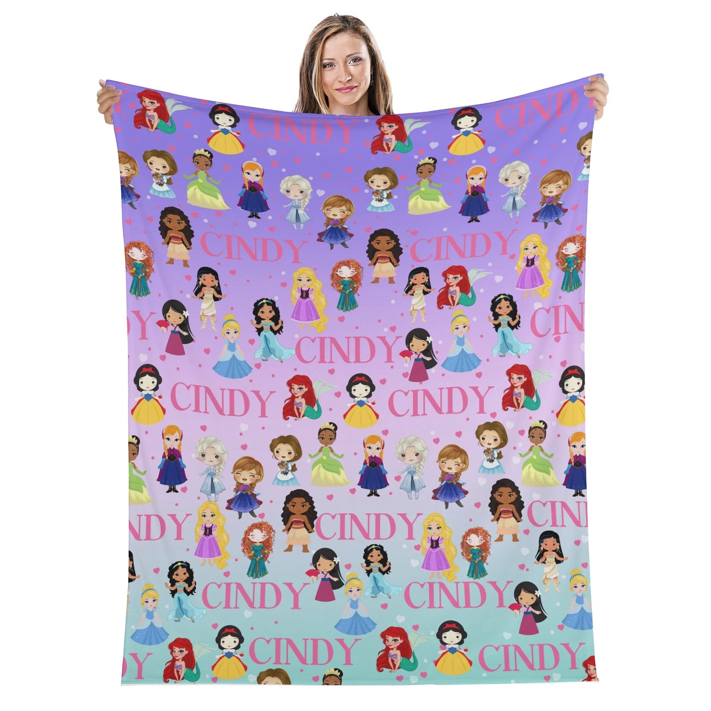 Personalized Princess Girl Name Blanket - Gift for Kids