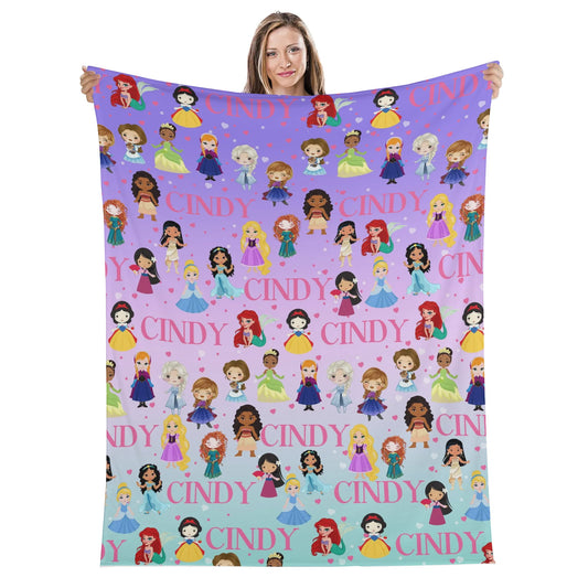 Personalized Princess Girl Name Blanket - Gift for Kids