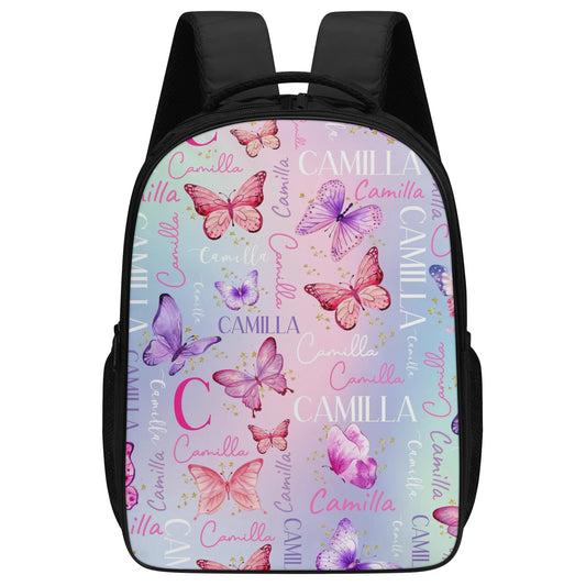 Personalized Watercolor Pink Butterfly Girl Name Backpack - Back to School