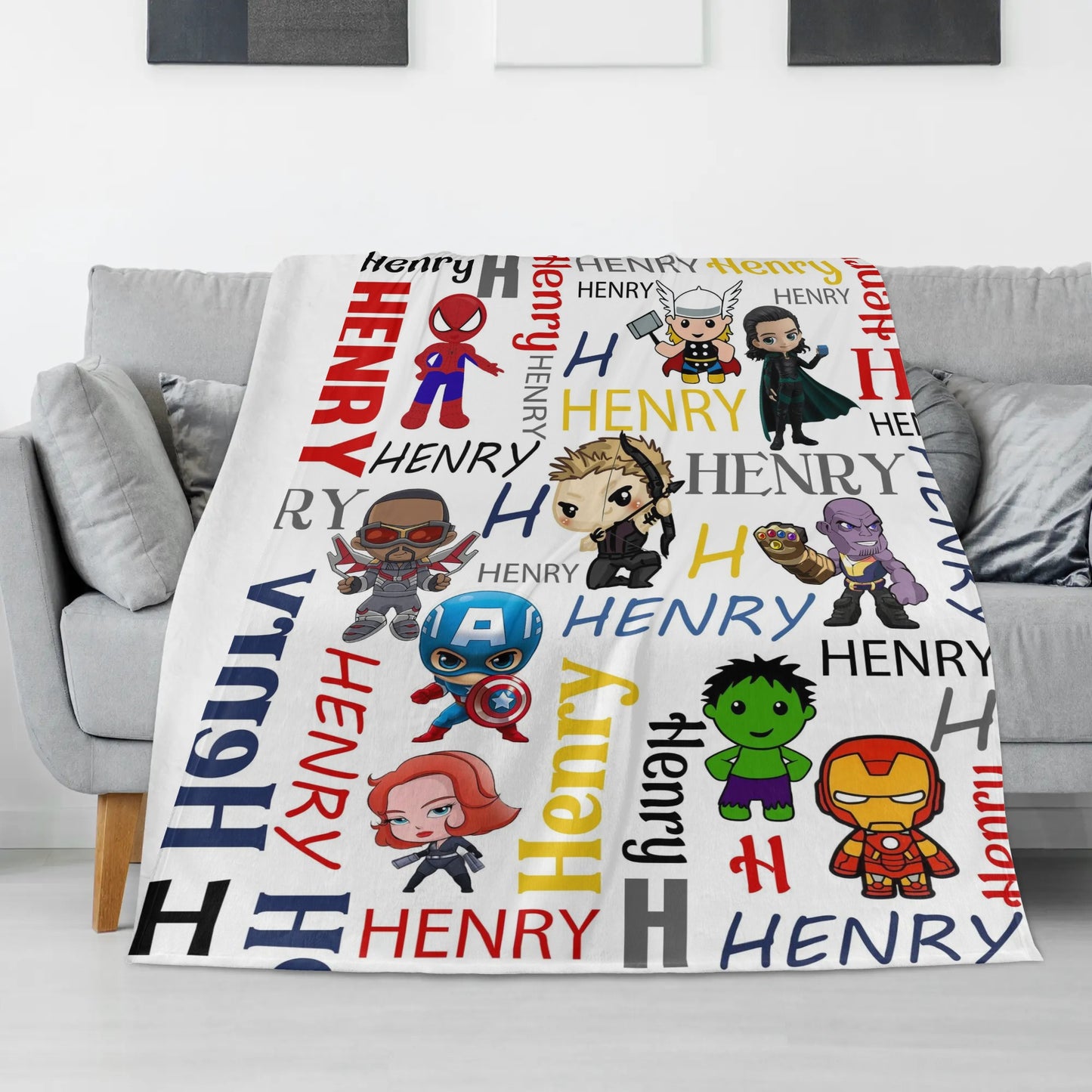 Personalized Cartoon Boy's Friends Name Blanket - Gift for Kids