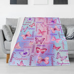 Personalized Pink Purple Butterfly Name Blanket - Gift for Kid