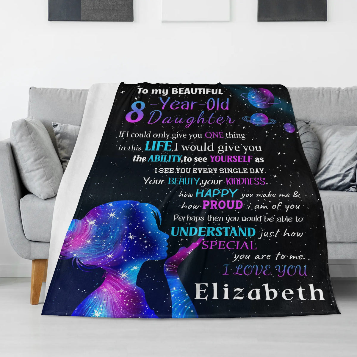 Personalized Colorful Birthday Name Blanket - Gift for Kids