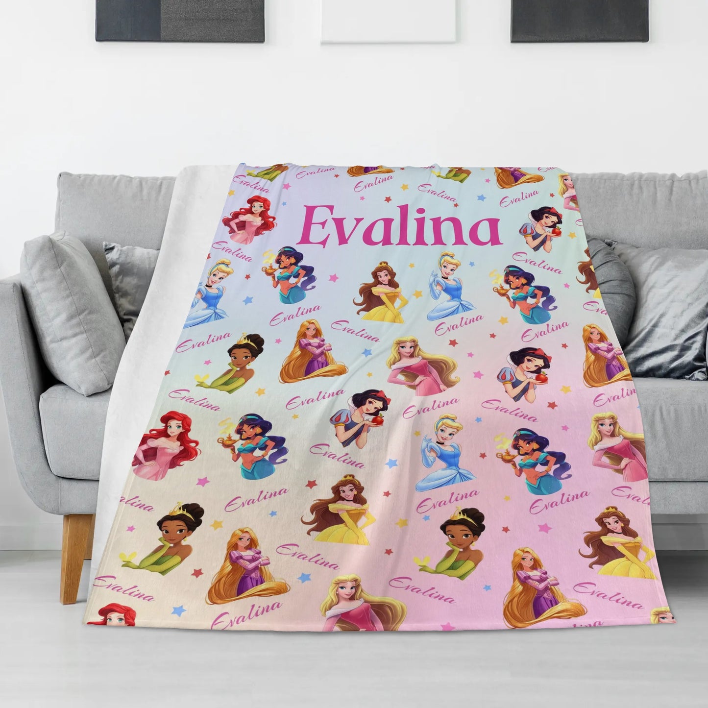 Personalized Cute Princess Girl's Name Blankets - Gift for Kids