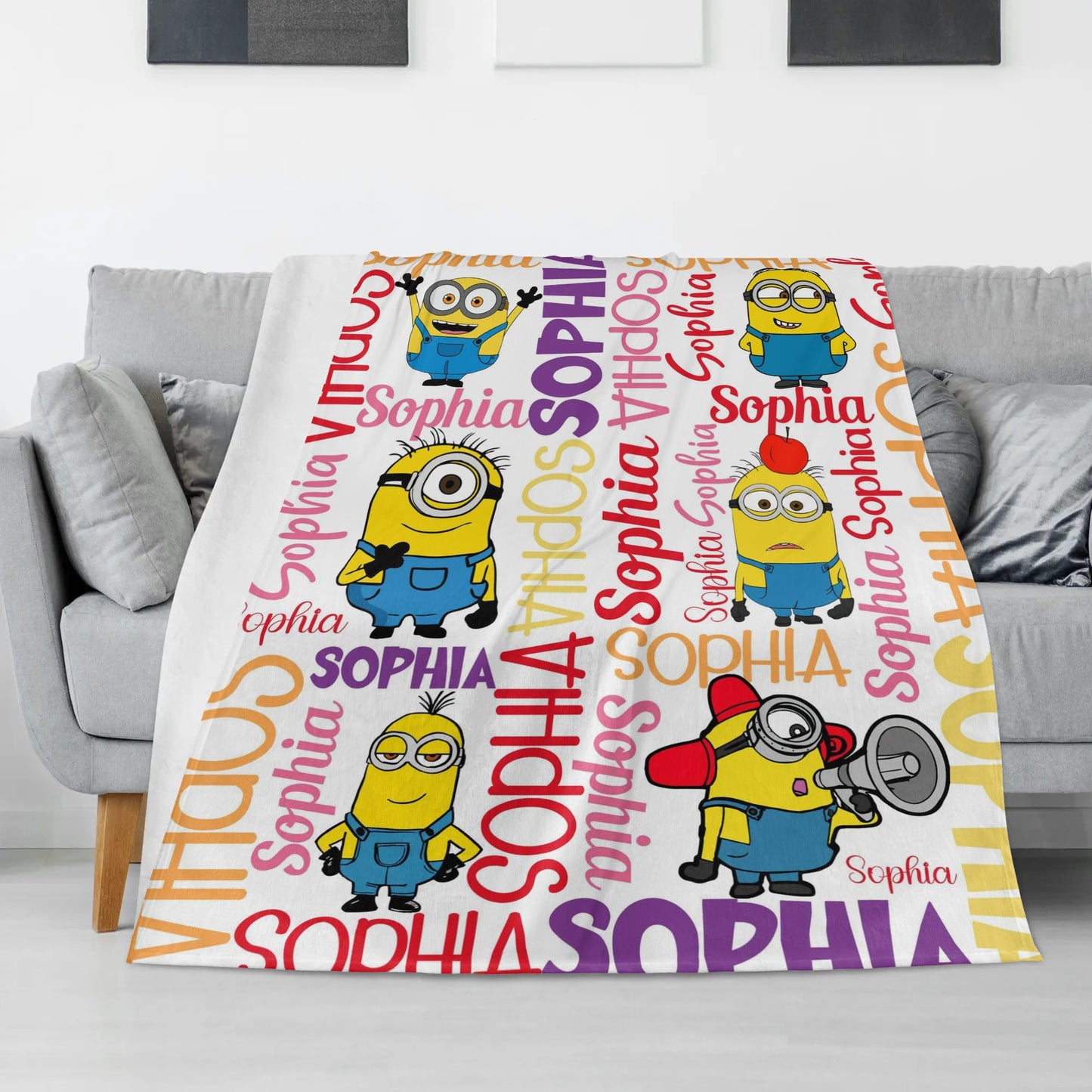 Customized Cute Cartoon Name Blanket - Gift for Kids