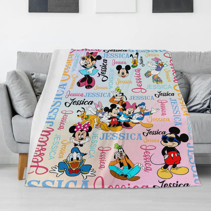 Personalized Cute Cartoon Name Blanket - Gift for Kids