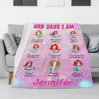 Personalized Custom Mermaid Name Blankets - Gift for Kids