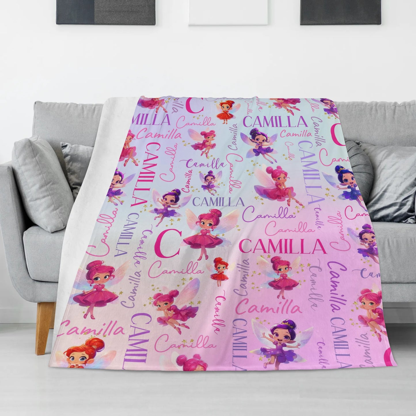 Personalized Colorful Gradient Butterfly Girl Name Blanket - Gift for Kids