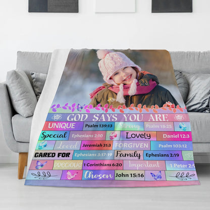 Personalized Photo Blanket - God Say You Are - Gift for Kids