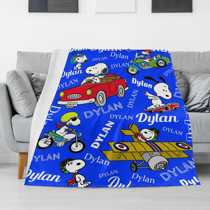 Personalized Cute Car Name Custom Blanket - Gift for Kids