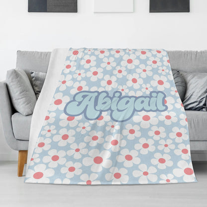 Personalized Colorful Flowers Name Blankets - Gift for Kids