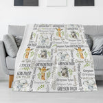 Personalized Safari Animal Elephant Name Blankets - Gift for Kids