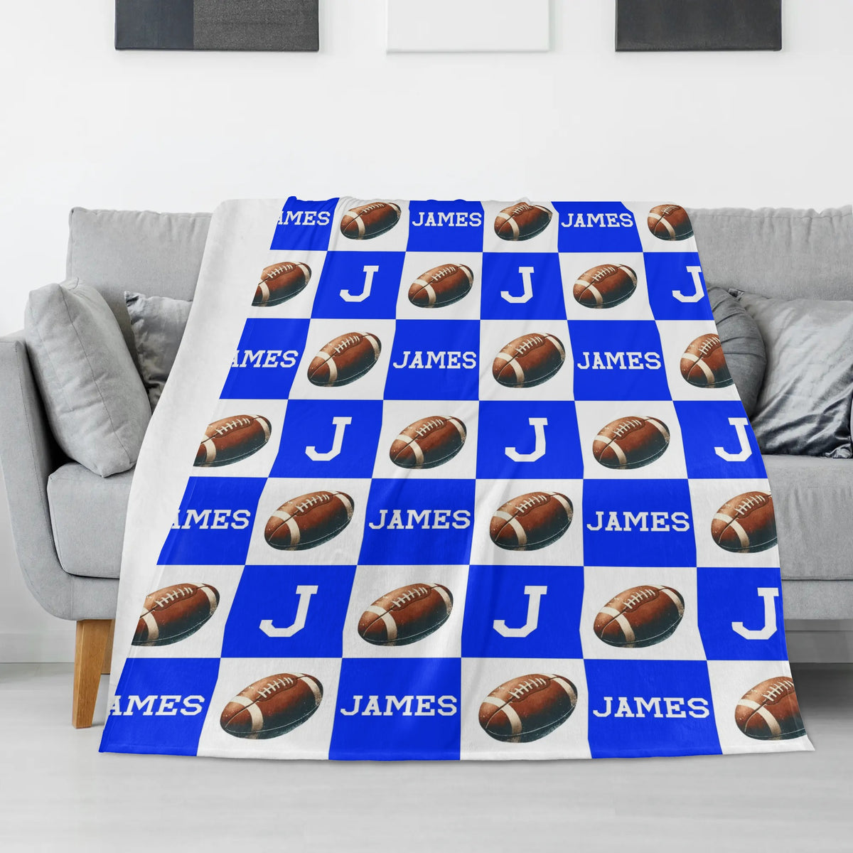 Personalized Ball Sports Kids Name Blanket - Gift for Kids