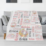 Personalized Watercolor Baby Elephant Name Blankets - Gift for Kids