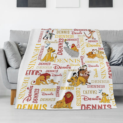 Personalized Animal Lion Name Blanket - Gift for Kidspsd