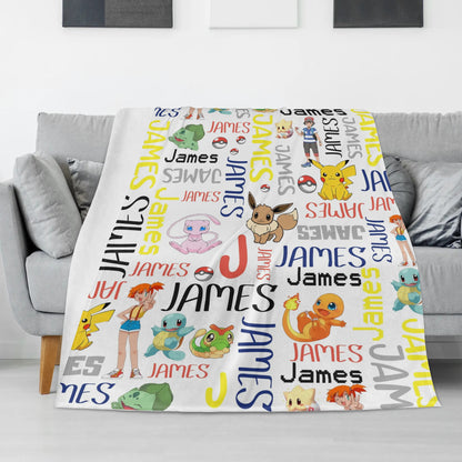 Personalized Watercolor Gaming Name Blanket - Gift for kid