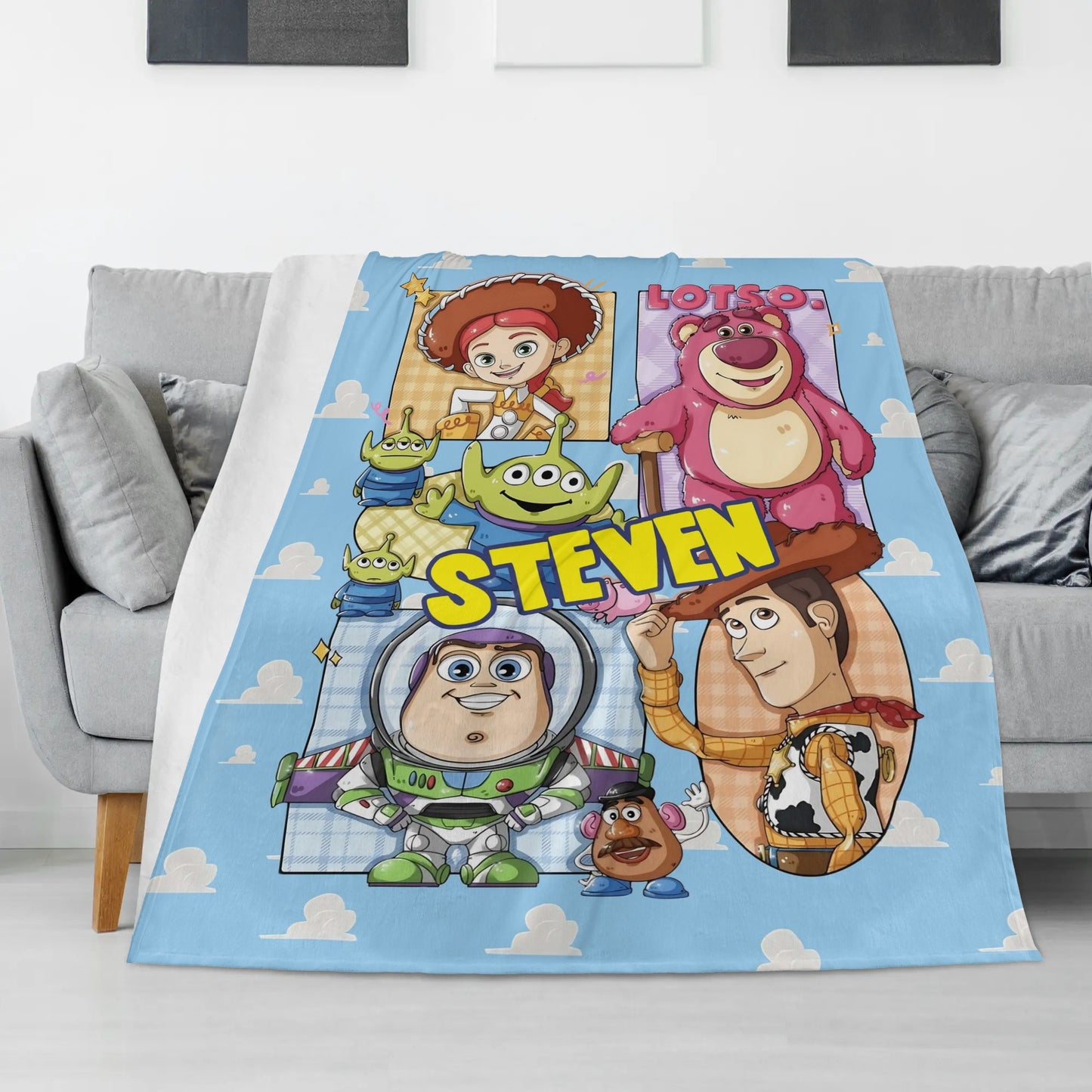 Personalized Cartoon Cloud Character Children's Name Blanket Gift fo
