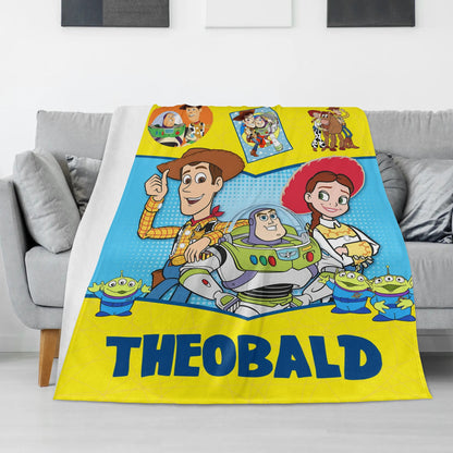 Personalized Cartoon Colors Children's Name Blanket - Gift for Kids