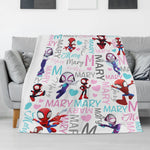 Personalized Cartoon Spider Hero Name Blankets - Gift for Kids