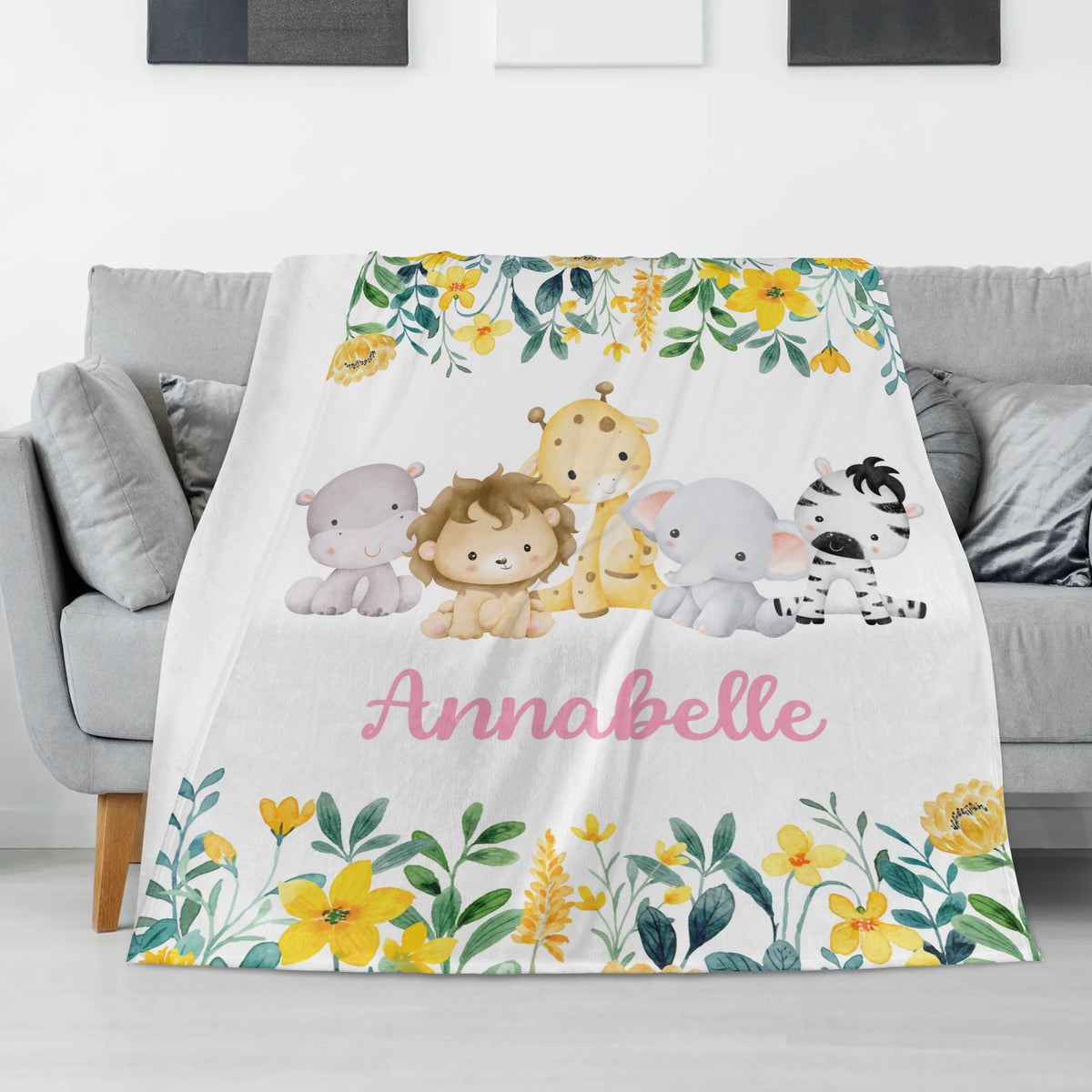 Personalized Forest Animal Name Blanket - Gift for Kids