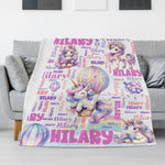 Personalized Purple colorful pony Girls Name Blanket - Gift for Kids