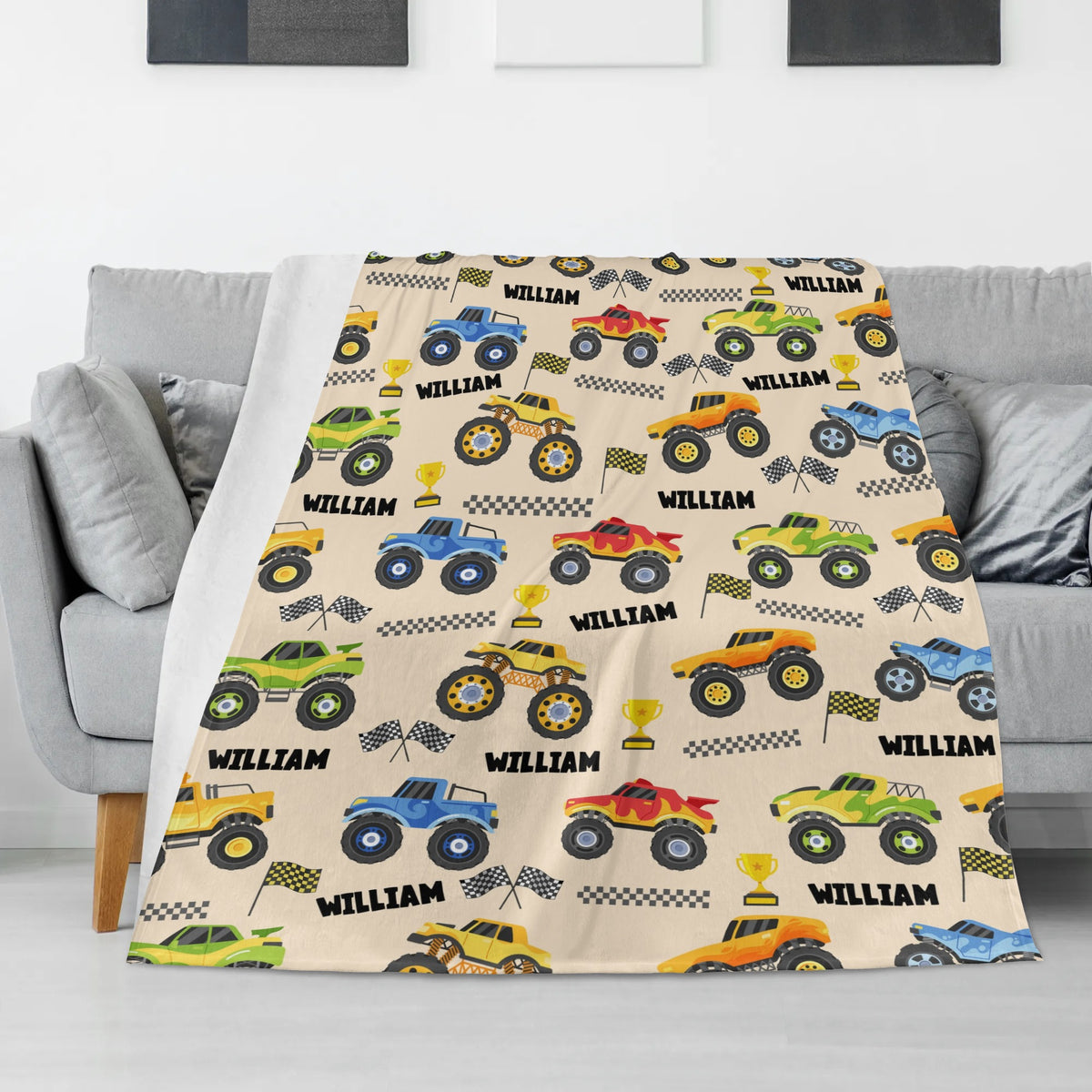 Personalized Racing Trophy Name Blanket - Gift for Kids