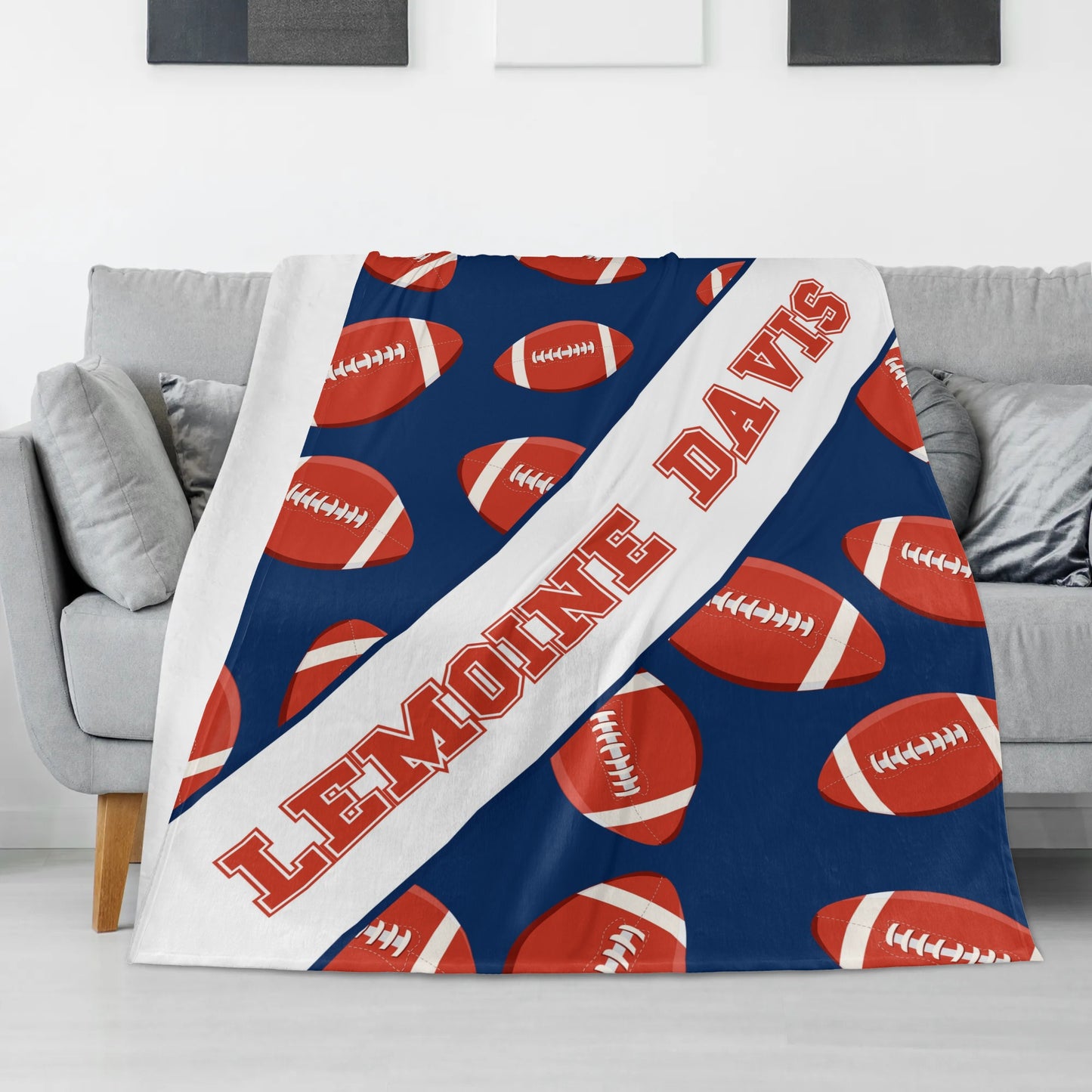 Personalized Rugby Flat Name Blanket – Gift for Kids