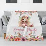 Personalized Girl Butterfly Themed Name Blanket - Gift for Kids