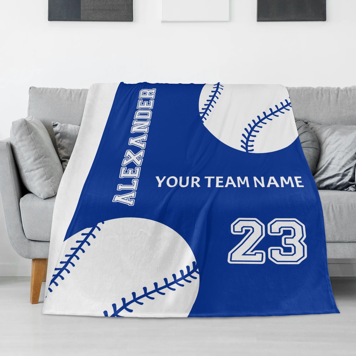 Personalized Ball Game Themed Name Blanket - Gift for Kids