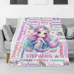 Personalized Gradient Fantasy Mermaid Girl Name Blankets - Gift for Kids