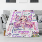 Personalized Fantasy Butterfly Fairy Girls Name Blanket - Gift for Kids