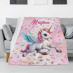 Personalized Unicorn Lovers Name Blanket - Gift for Kids