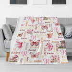 Personalized Watercolor Butterfly Fairy Girls Name Blanket - Gift for Kids