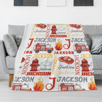 Personalized Fire Truck Children's Name Blanket - Gift for Kid