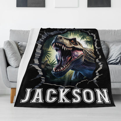 Personalized Jurassic Dinosaurs Themed Name Blankets - Gift for Kids