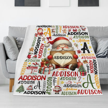 Personalized Christmas Themed Name Blankets - Gift for Kids