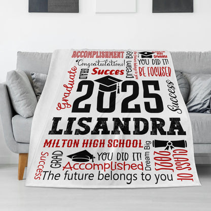 Personalized Class of 2025 Custom Name Classic Graduation Blankets - Graduation Gifts