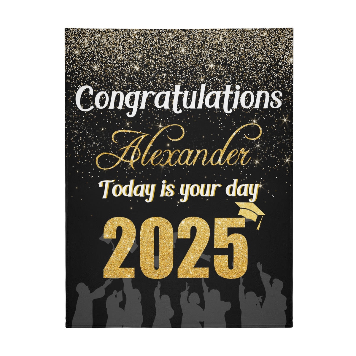 Personalized Class of 2025 Graduation Glitter Star Name Blanket - Graduation Gift