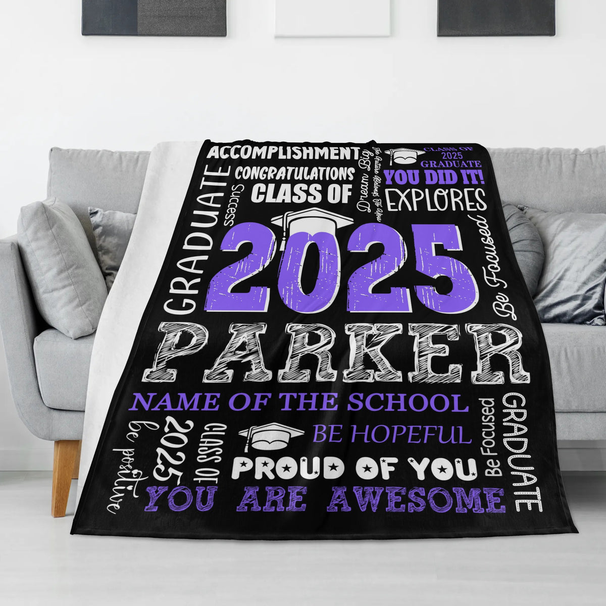 Personalized Class of 2025 Name Classic Graduation Blankets - Graduation Gifts