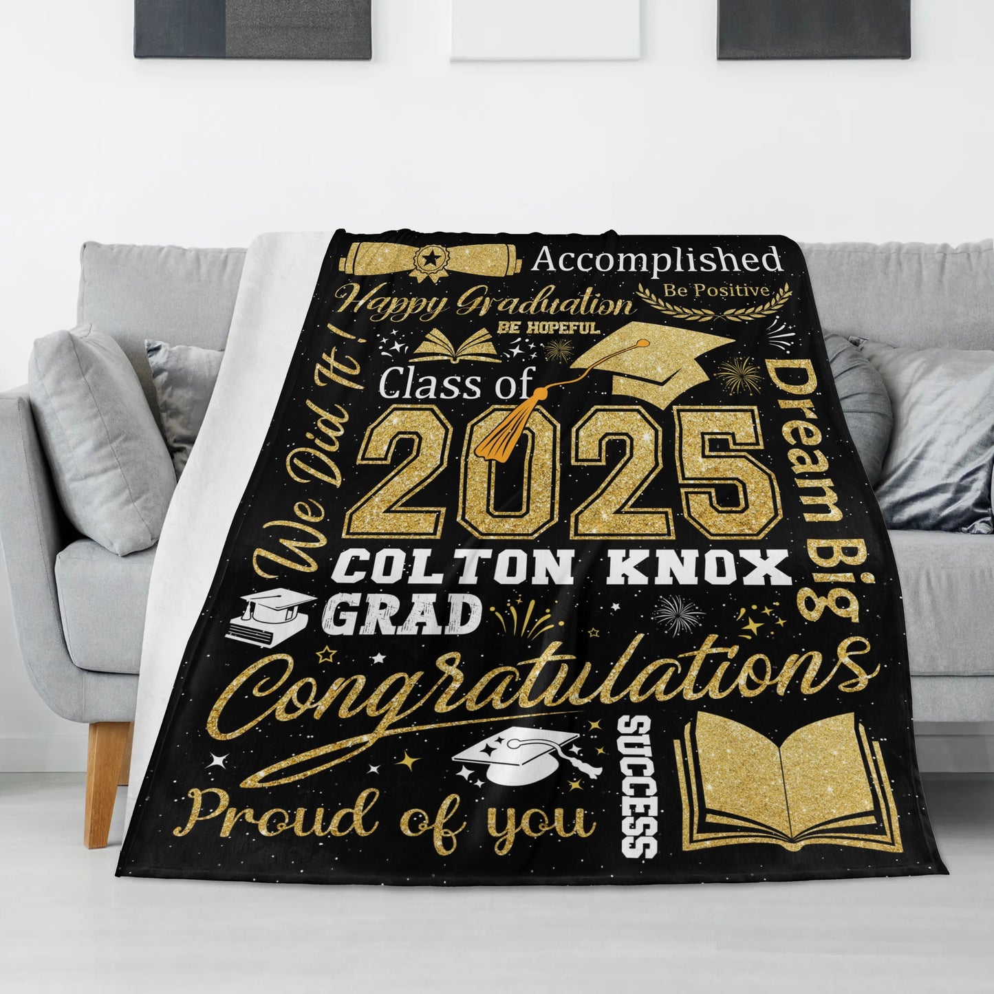 Personalized Class of 2025 Name Customized Blanket - Graduation Gifts