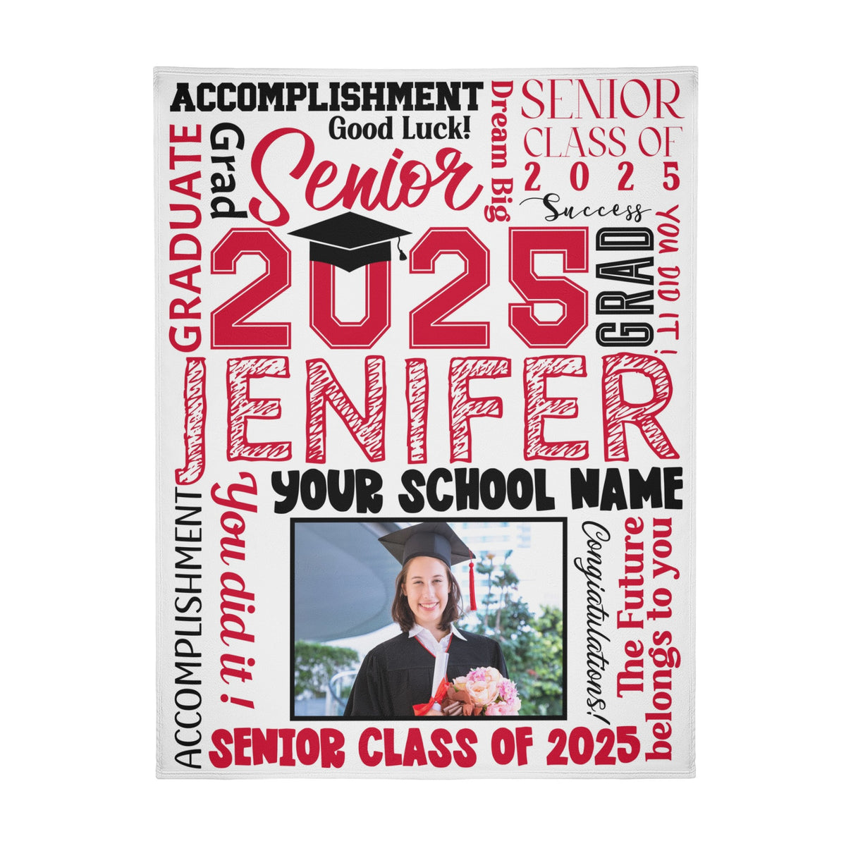 Personalized Custom Class of 2025 Graduation Photo Blankets - Graduation Gifts