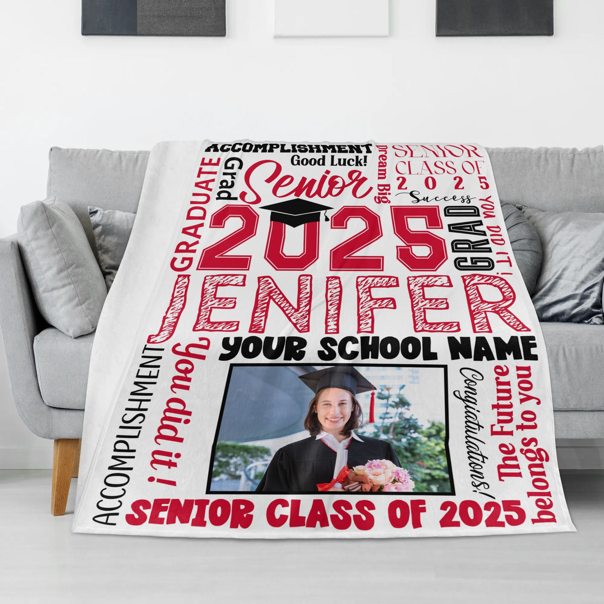 Personalized Custom Class of 2025 Graduation Photo Blankets - Graduation Gifts