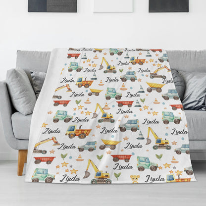 Personalized Watercolor Heart Car Name Blanket - Gift for Kids