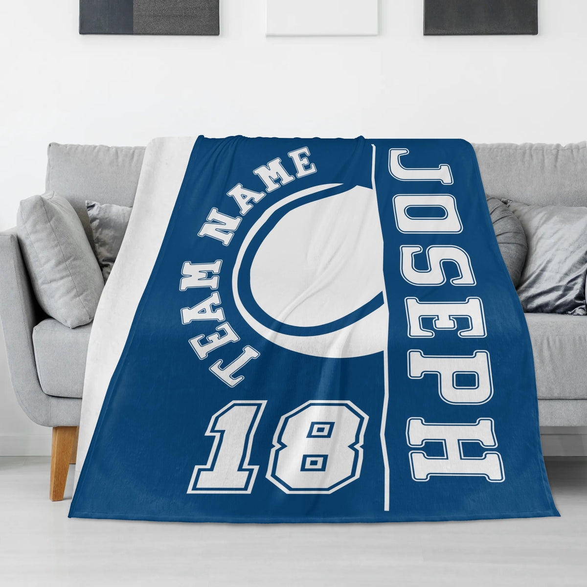 Personalized team ball children's name blanket - Gift for Kid