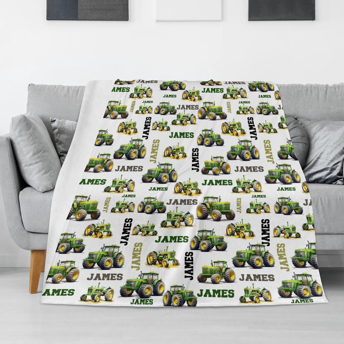 Personalized Custom Tractor Name Blankets - Gift for Kids