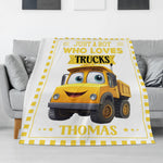 Personalised Custom Construction Truck Boy Name Blankets - Gift for Kids